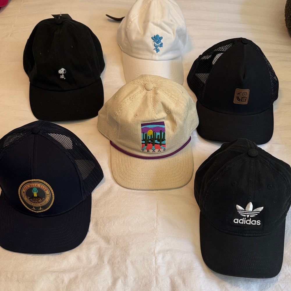 Adidas Black and White Caps